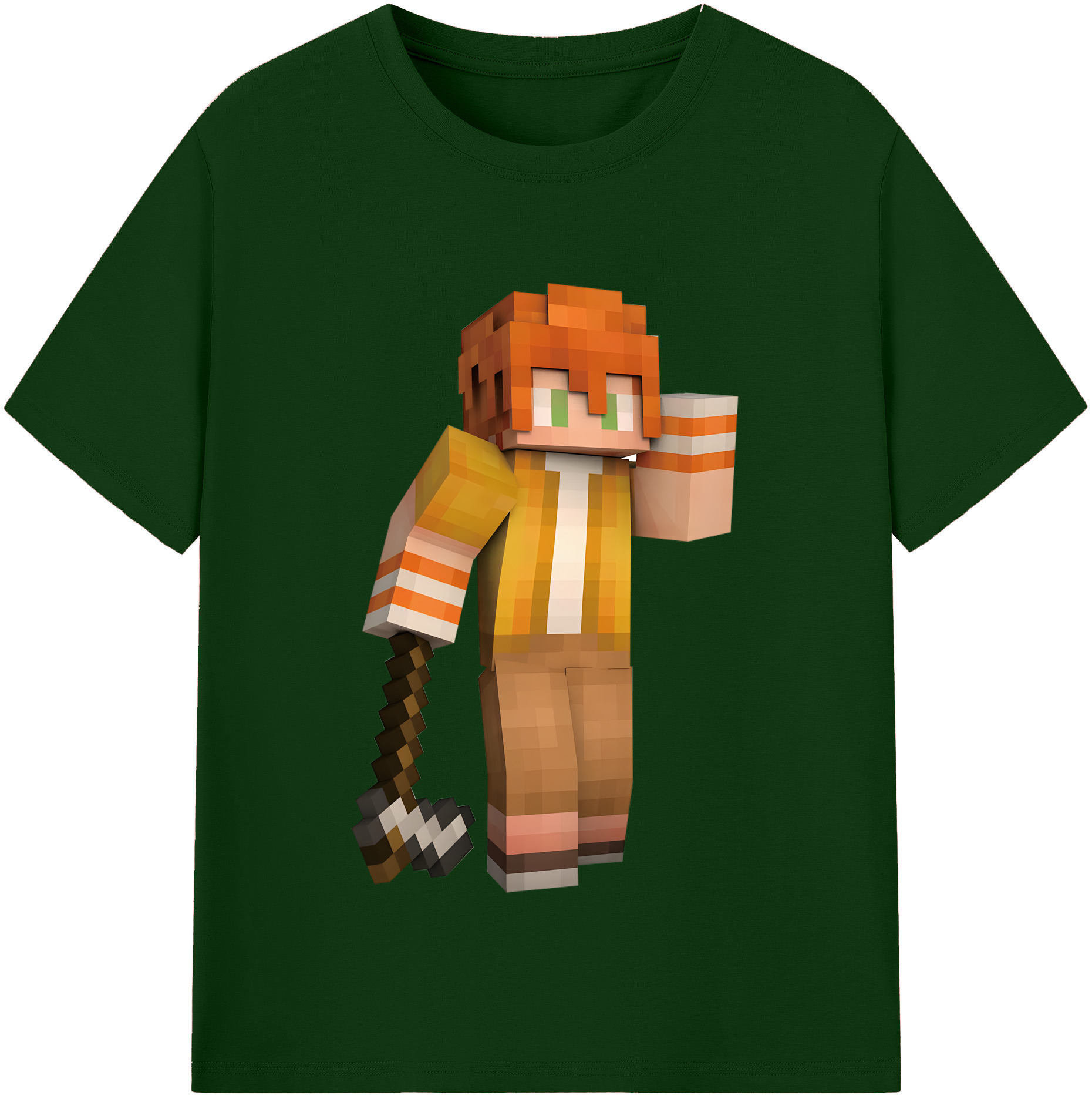 （画像用） マインクラフト ブロックの世界 Minecraft MC Block world 綿100％半袖Tシャツ（フロントプリント）